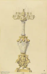 Entwurf für eine Gaslampe und einen Kandelaber